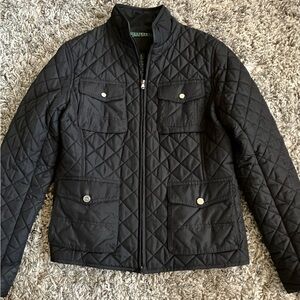 Lauren Short Quilted Black Zip Lightweight Jacket Women's Size M